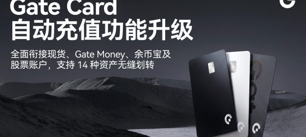 Gate Card 自动充值功能衔接四大账户，支持 14 种资产无缝划转